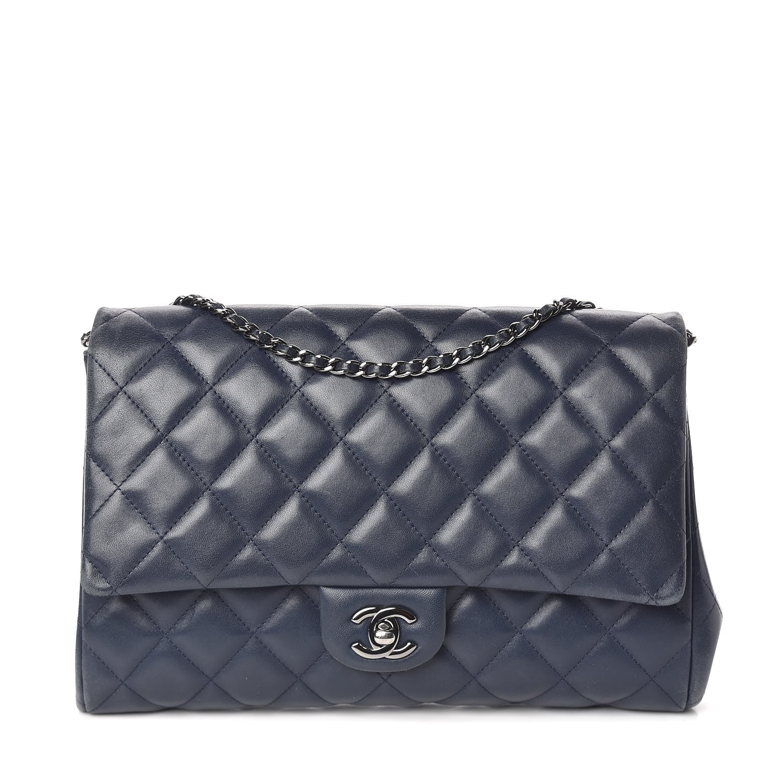 Chanel Lambskin Quilted Clutch With Chain Flap Blue 1 of 10