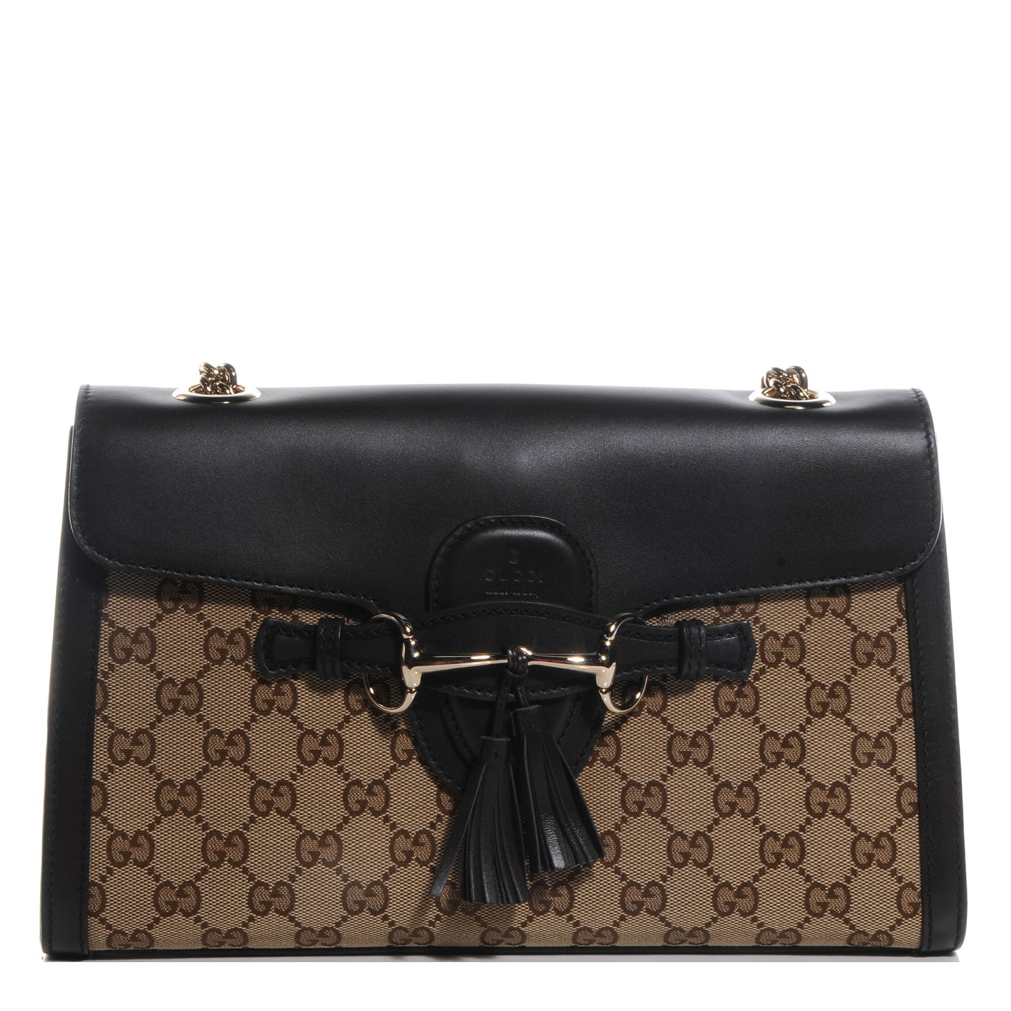 Monogram Margaux Calfskin Medium Emily Chain Shoulder Bag Beige Ebony Black
