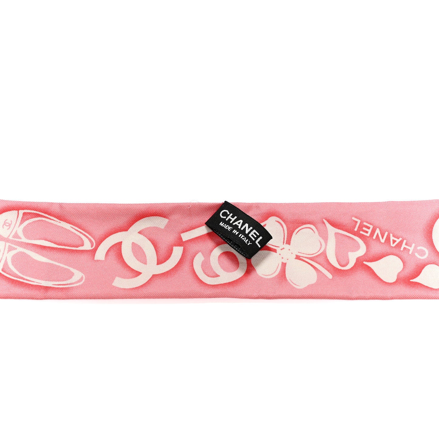Silk CC Slim Floral Bandeau Scarf Pink Ivory
