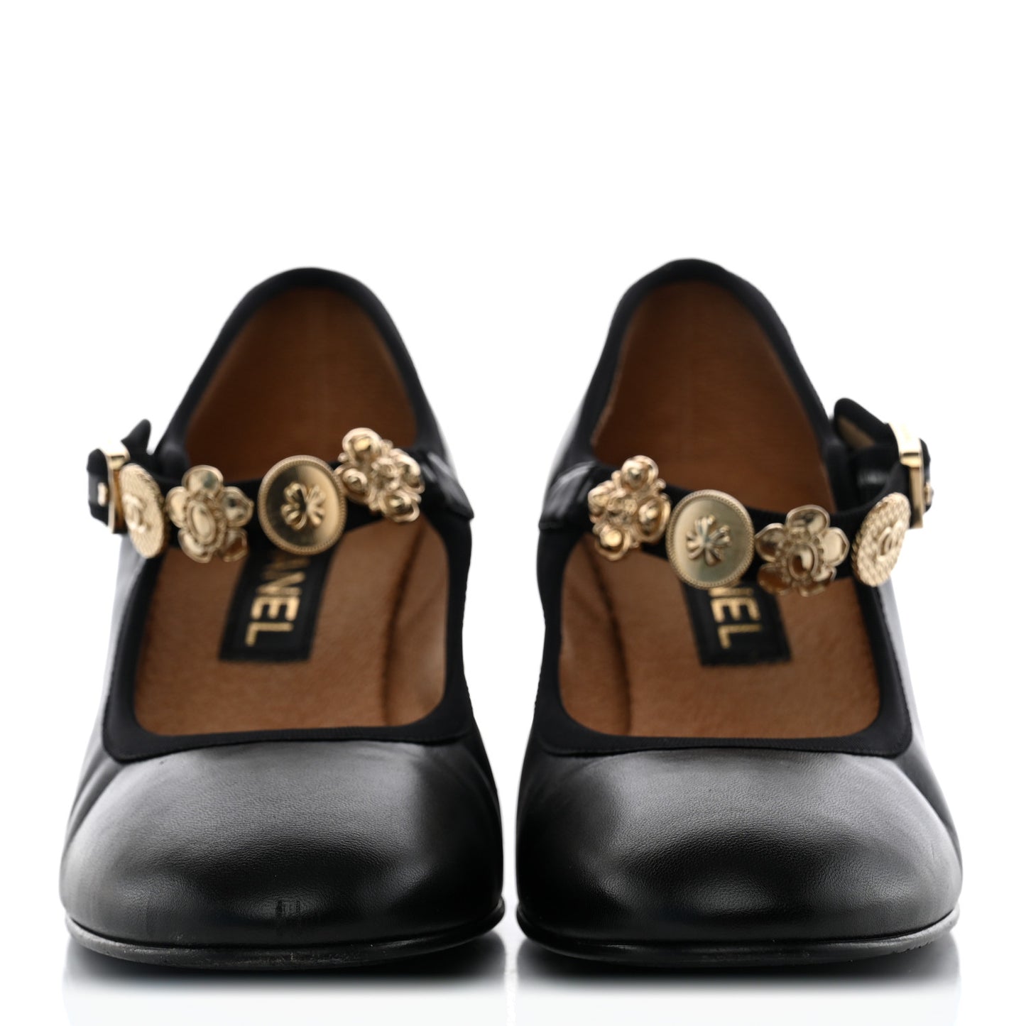 Lambskin Mary Jane Charm Pumps 39.5 Black