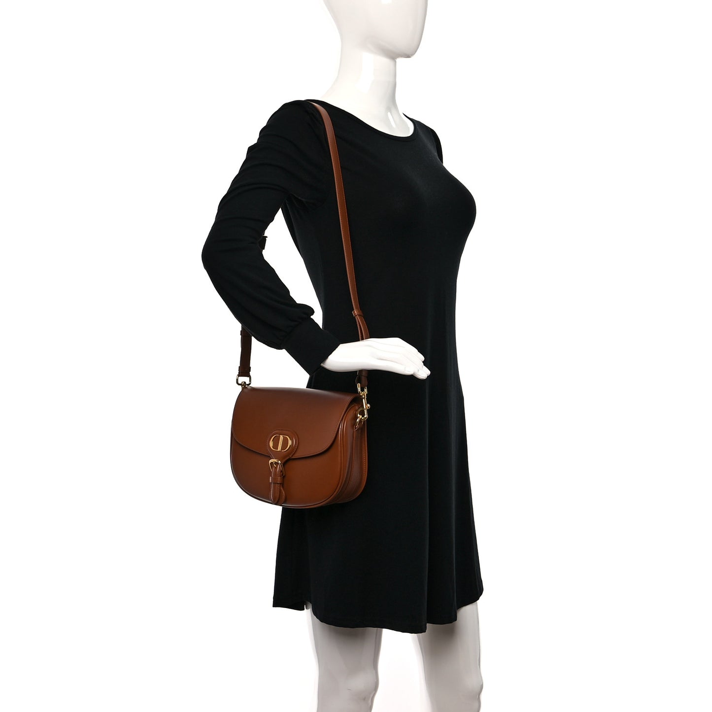 Box Calfskin Medium Bobby Flap Dark Tan