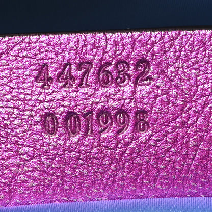 Gucci Laminated Nappa Matelasse Small GG Marmont Chain Shoulder Bag Fuxia Rosso Rosa 7 of 10