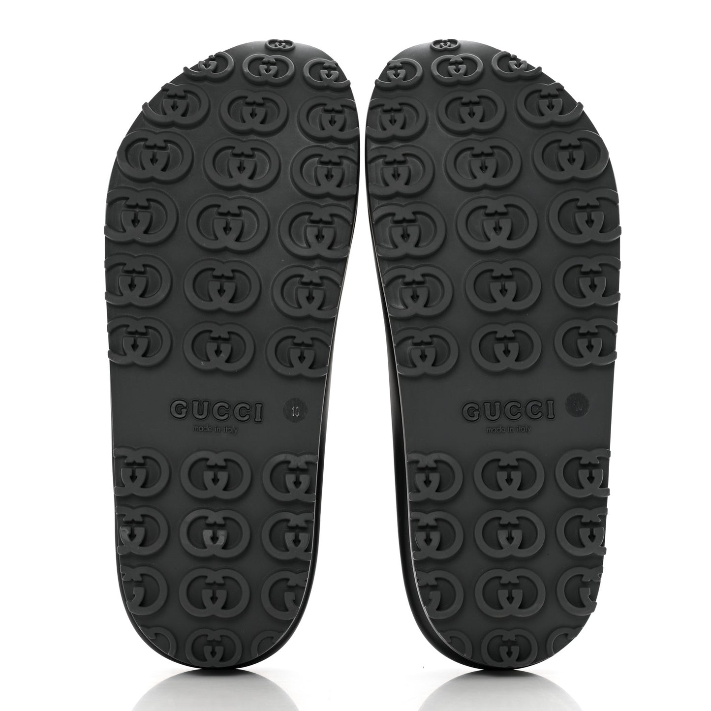 Soft Rubber Mens Interlocking G Platform 42mm Slide Sandals 10 Black