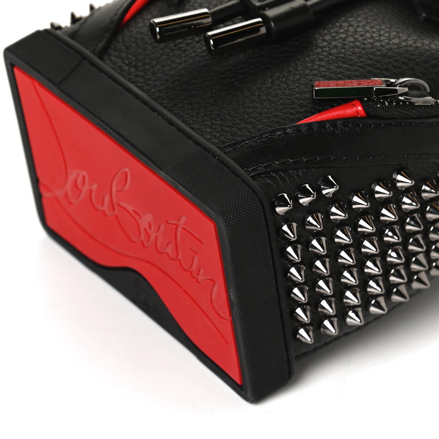 Calfskin Spiked Mini Explorafunk Keyring Bag Black
