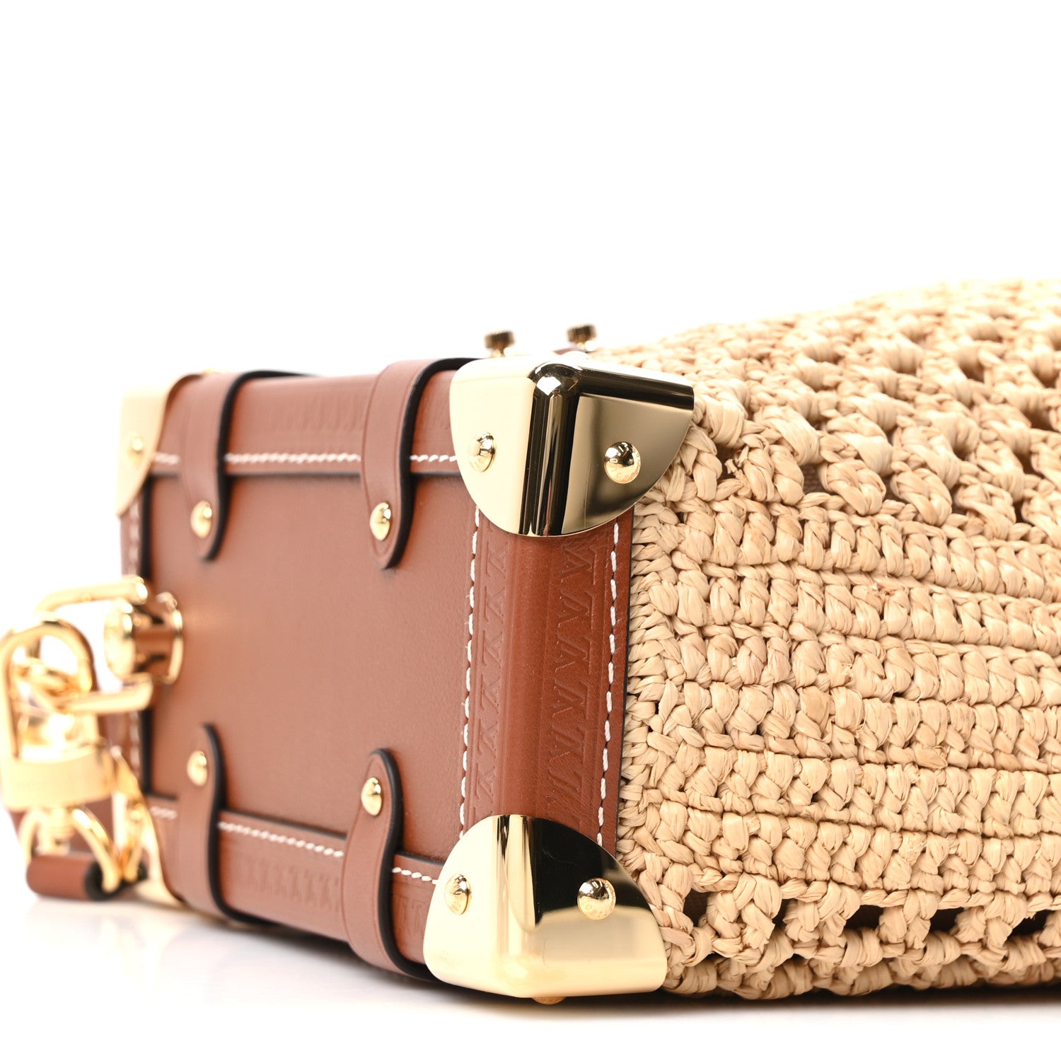 Louis Vuitton Raffia Side Trunk MM Natural Brown 8 of 9