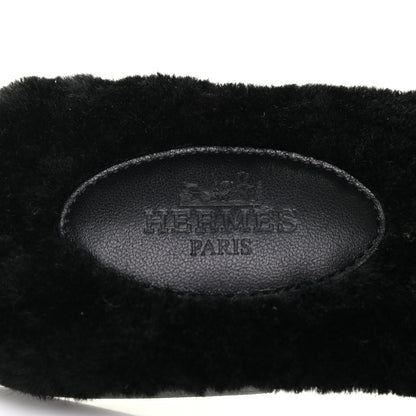 Hermes Woolskin Oran Sandals 36 Black 6 of 7
