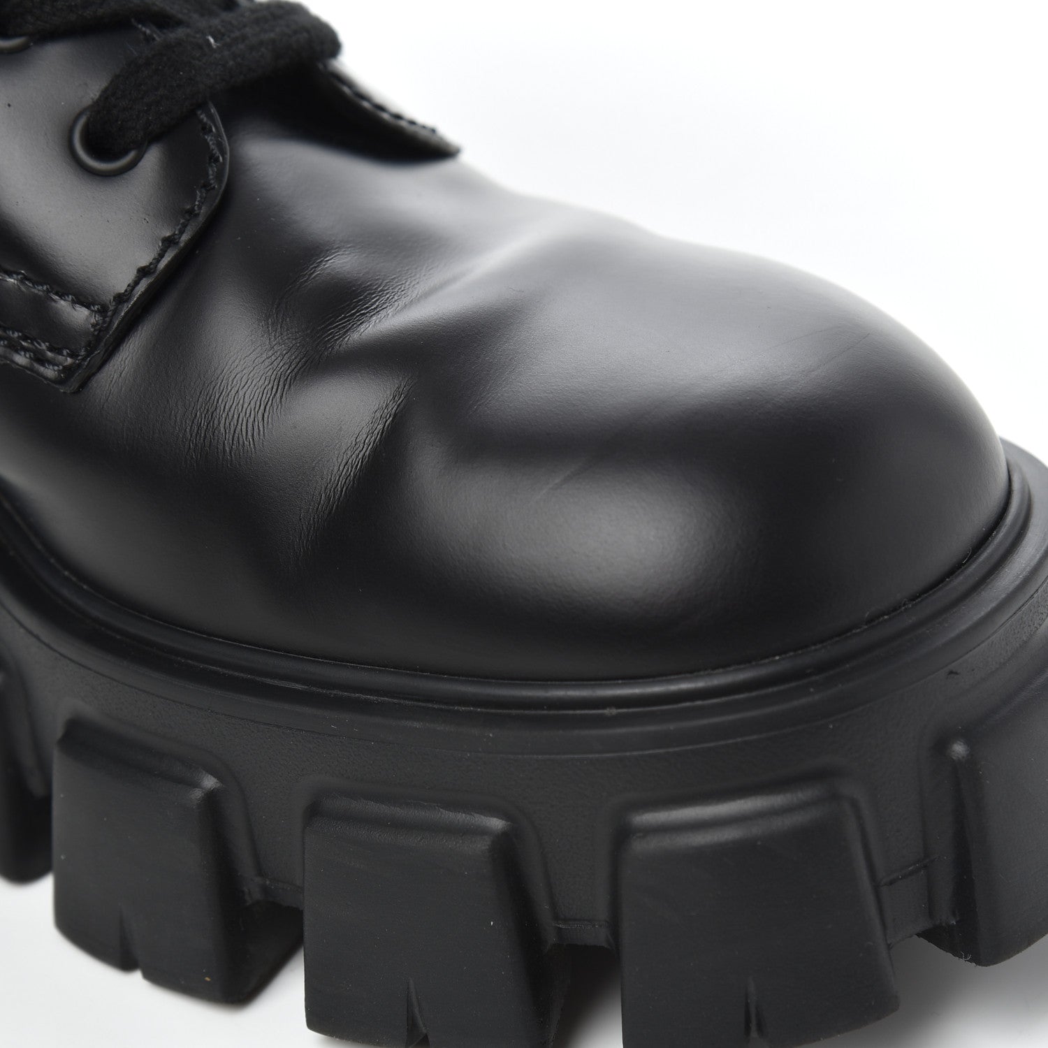Prada Spazzolato Rois Re-Nylon Metal Triangle Logo Mens Monolith Pouch Pocket 60mm Combat Boots 8.5 Black 10 of 16