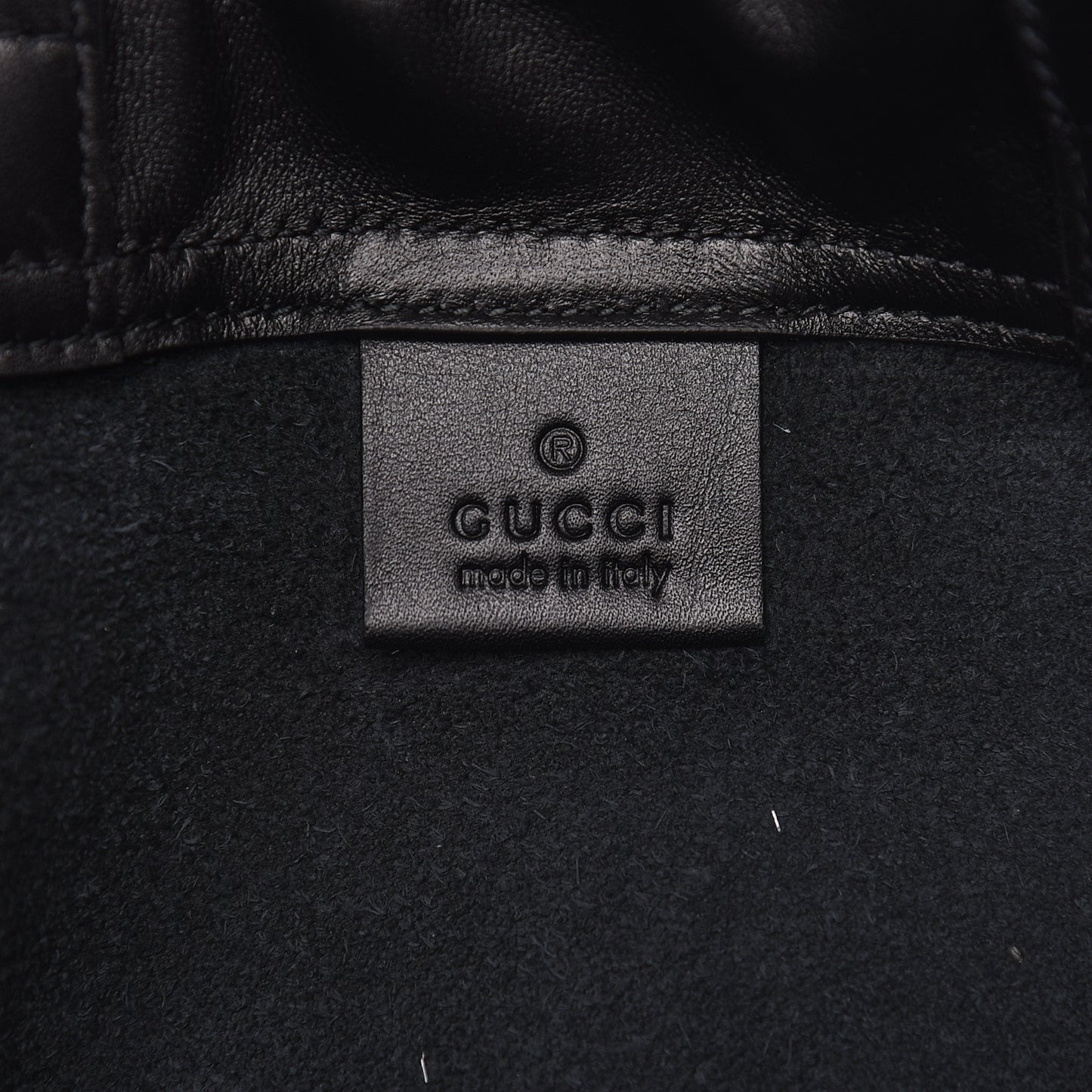 Calfskin Logo Drawstring Backpack Black