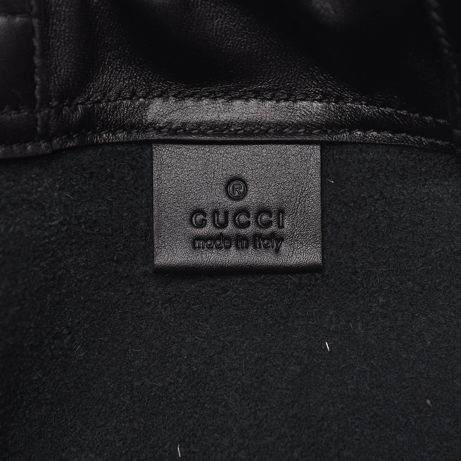 Gucci Calfskin Logo Drawstring Backpack Black 7 of 14