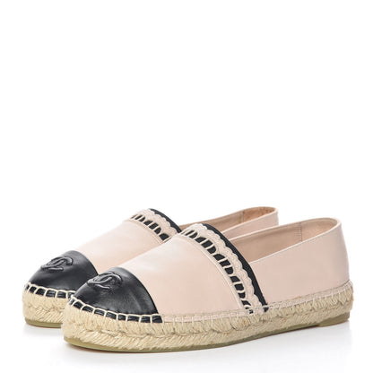 Chanel Lambskin CC Espadrilles 36 Beige Black 3 of 12