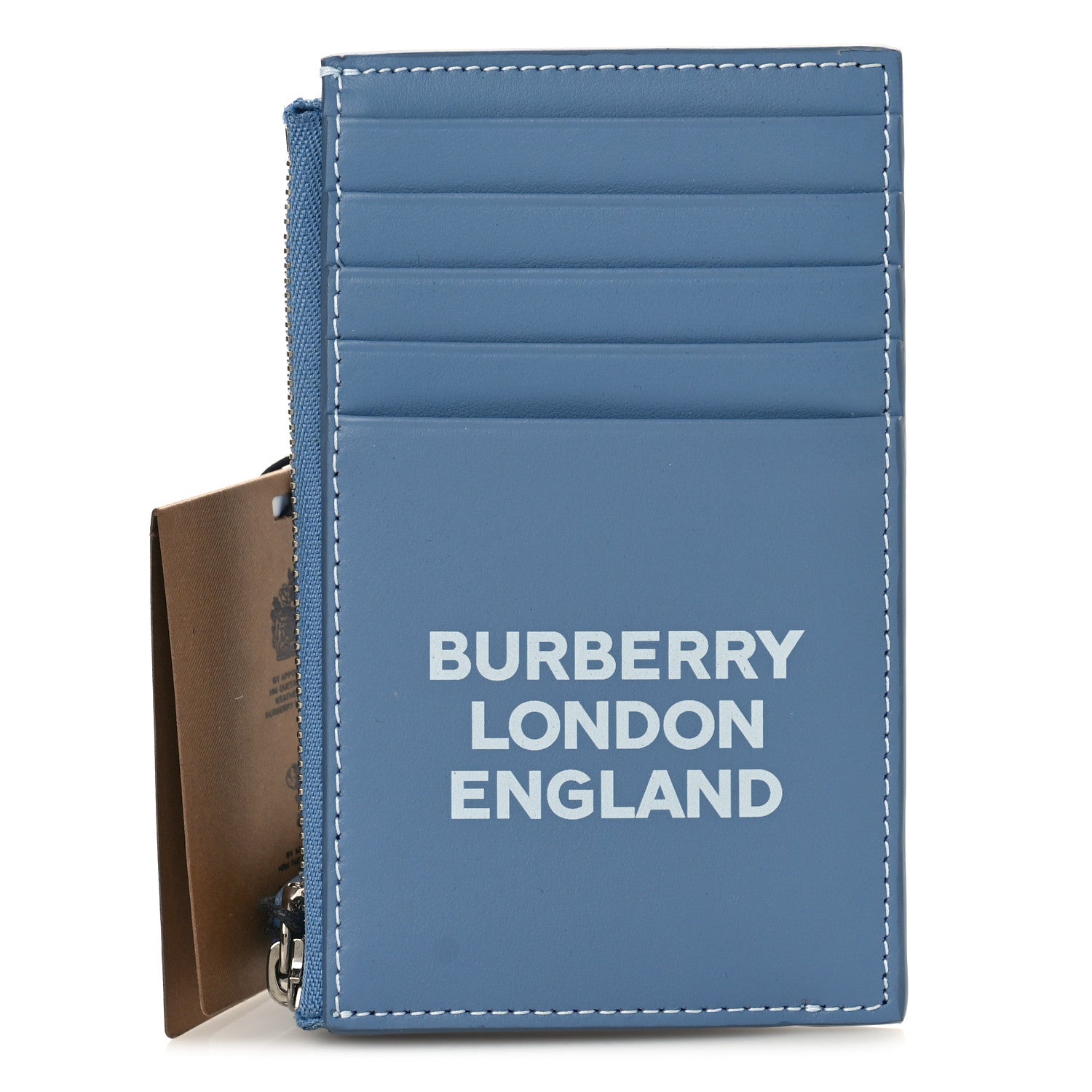 Burberry Calfskin London England Print Logo Card Holder Light Blue 1 of 8