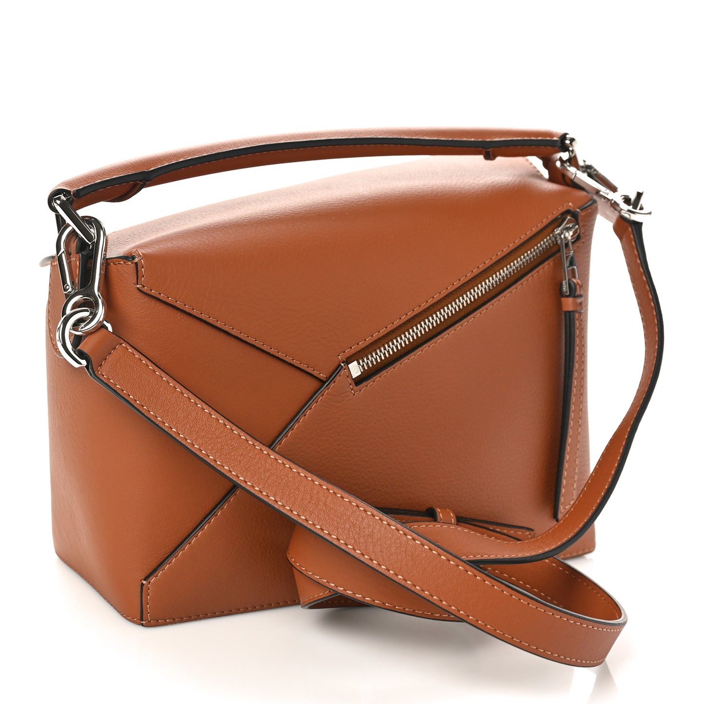 Calfskin Small Puzzle Edge Bag Tan