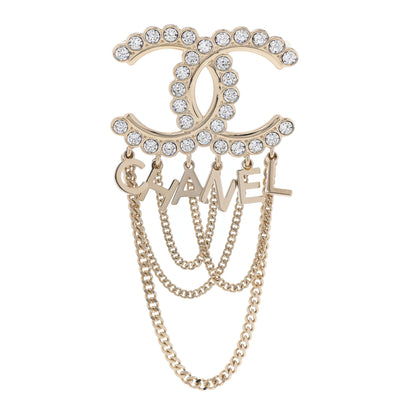 Chanel Metal Crystal Bow-tiful CC Chain Brooch Gold 1 of 5