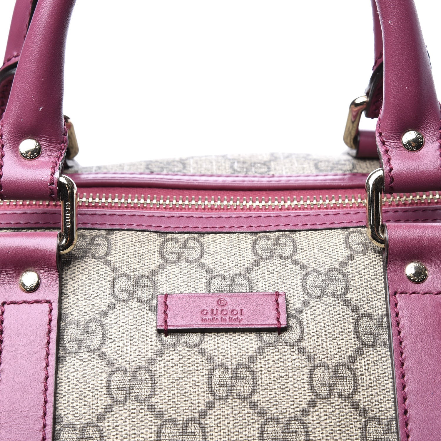 Gucci GG Supreme Monogram Selleria Calfskin Medium Carry On Duffle Bag Beige Ebony Peonia Flower 9 of 10
