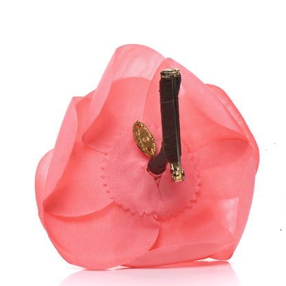 Chanel Silk Taffeta Camellia Brooch Pin Rose Pink 3 of 4