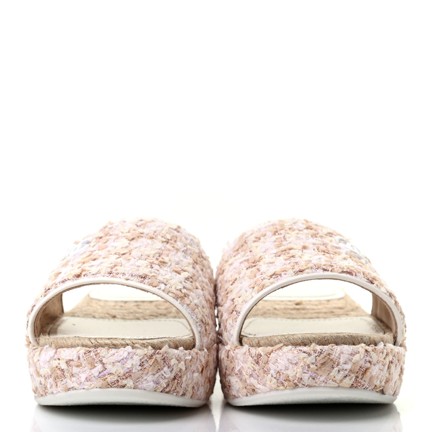 Tweed CC Platform Mule Sandal 35 Beige Pink