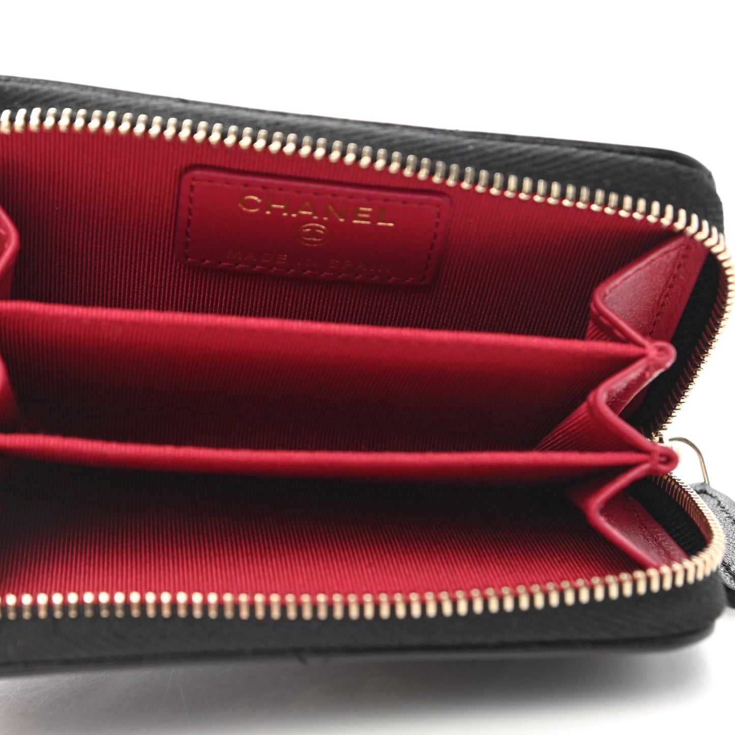 Lambskin Quilted Chanel 19 Zip Around Coin Purse Wallet Black