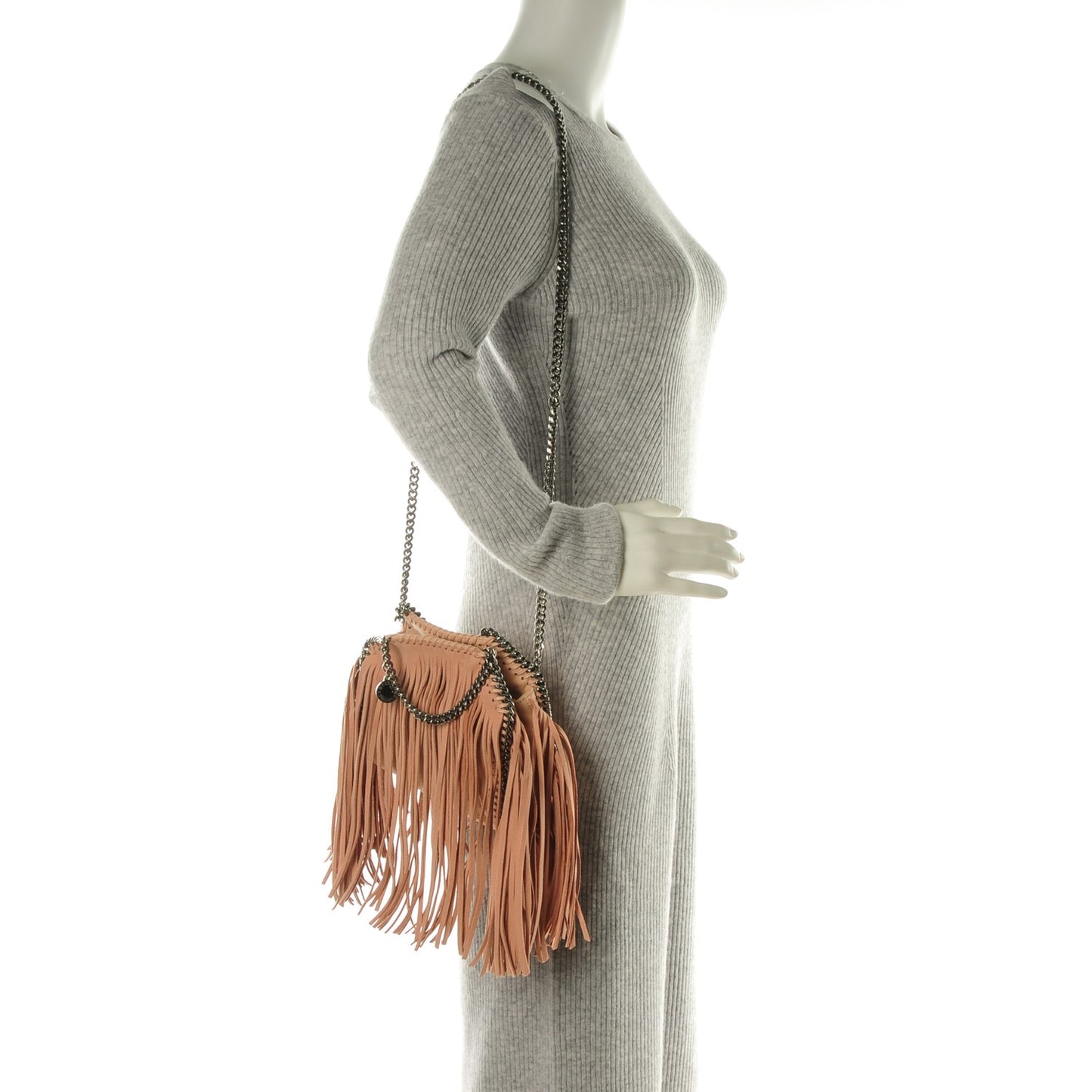 Shaggy Deer Fringe Tiny Falabella Tote Powder