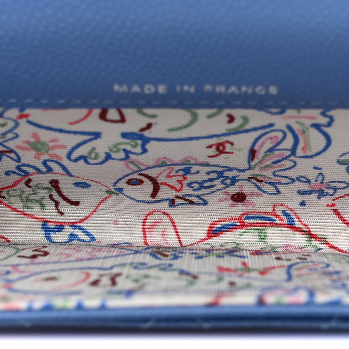 Chanel Caviar Quilted Textured CC Flap Card Holder Blue 5 of 9