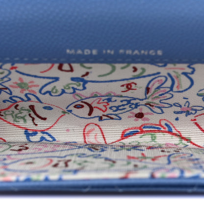 Chanel Caviar Quilted Textured CC Flap Card Holder Blue 5 of 9