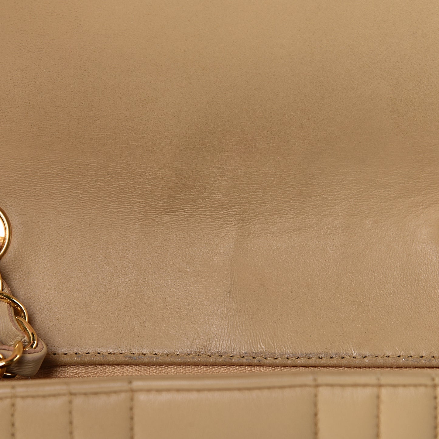 Lambskin Vertical Quilt Mini Square Flap Beige