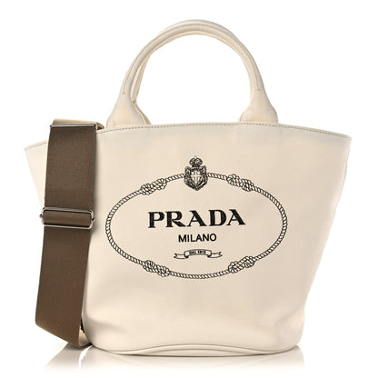 Prada Canapa Small Shopping Tote White 1 of 9