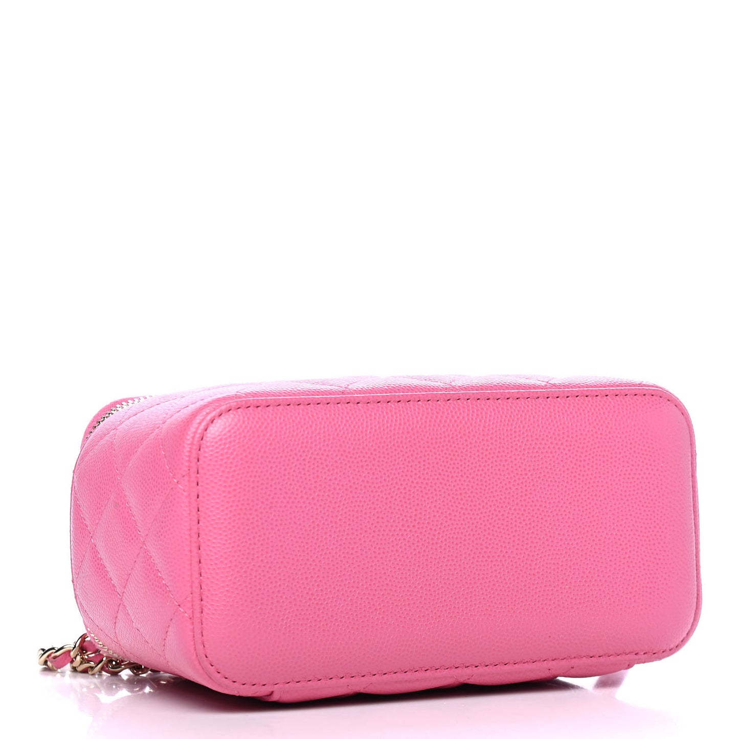 Caviar Quilted Small Vanity Case With Chain Pink