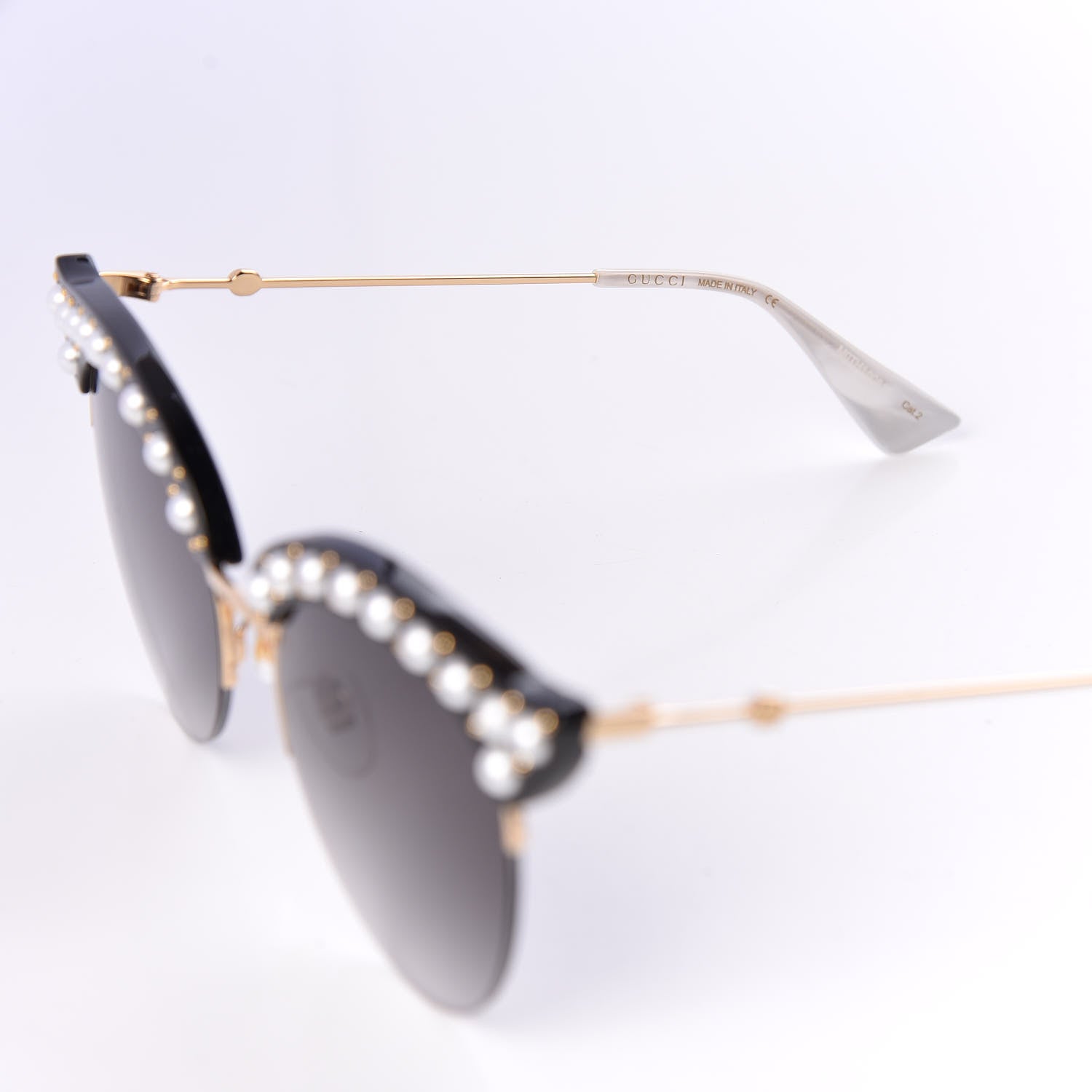 Gucci Pearl Cat Eye Sunglasses GG0212S Black 5 of 8