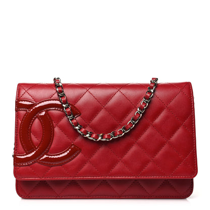 Chanel Calfskin Quilted Cambon Wallet On Chain WOC Red 1 of 11