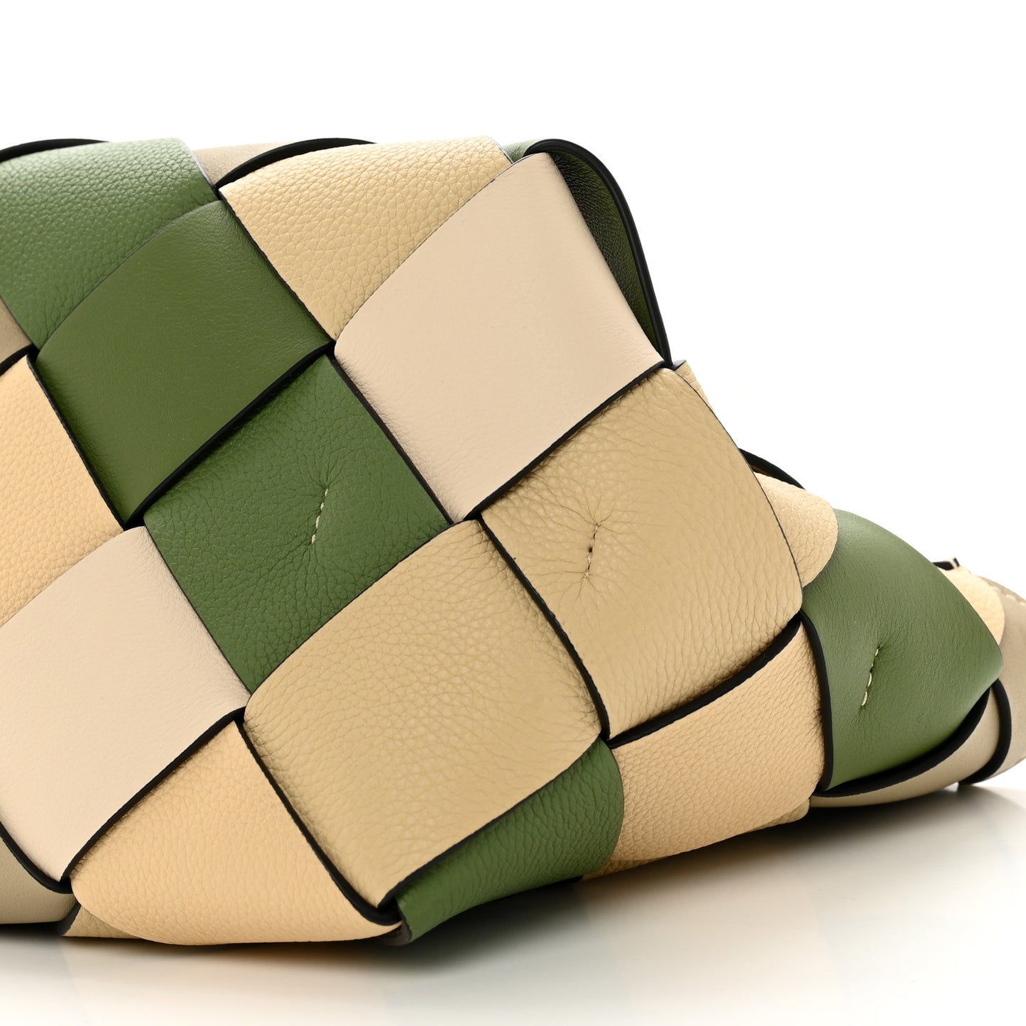 Calfskin Woven Small The Surplus Collection Basket Bag Avocado Ivory