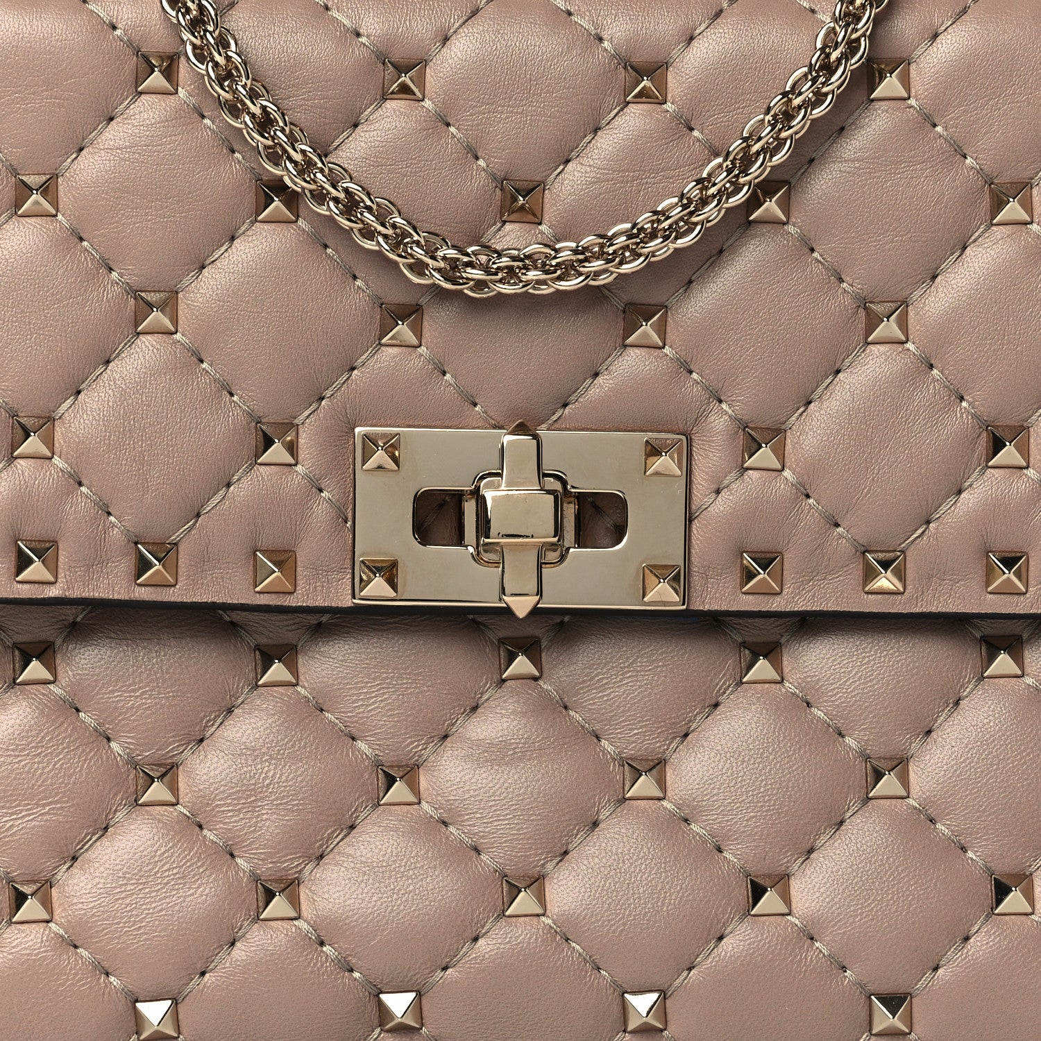 Valentino Garavani Lambskin Medium Rockstud Spike Shoulder Bag Poudre 7 of 9