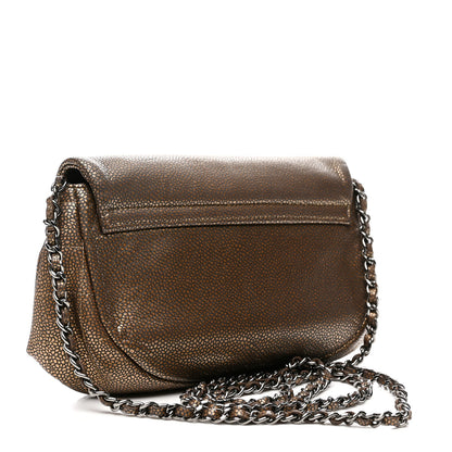 Chanel Metallic Caviar Half Moon Wallet On Chain WOC Khaki 3 of 11