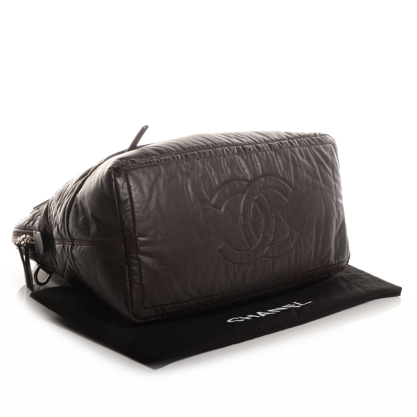 Coated Canvas Quilted Large Garment Travel Bag Brown