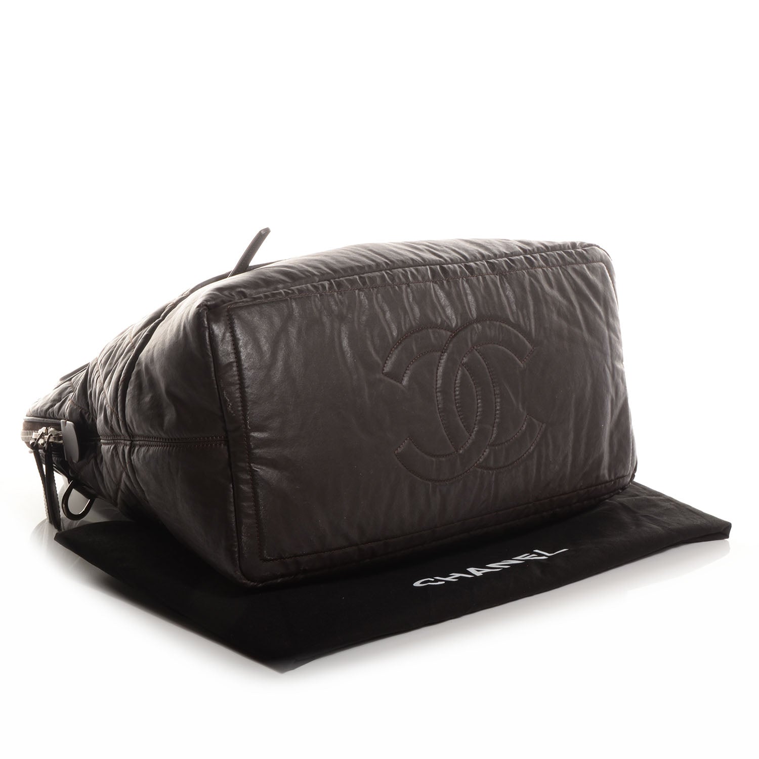 Chanel Coated Canvas Quilted Large Garment Travel Bag Brown 4 of 10