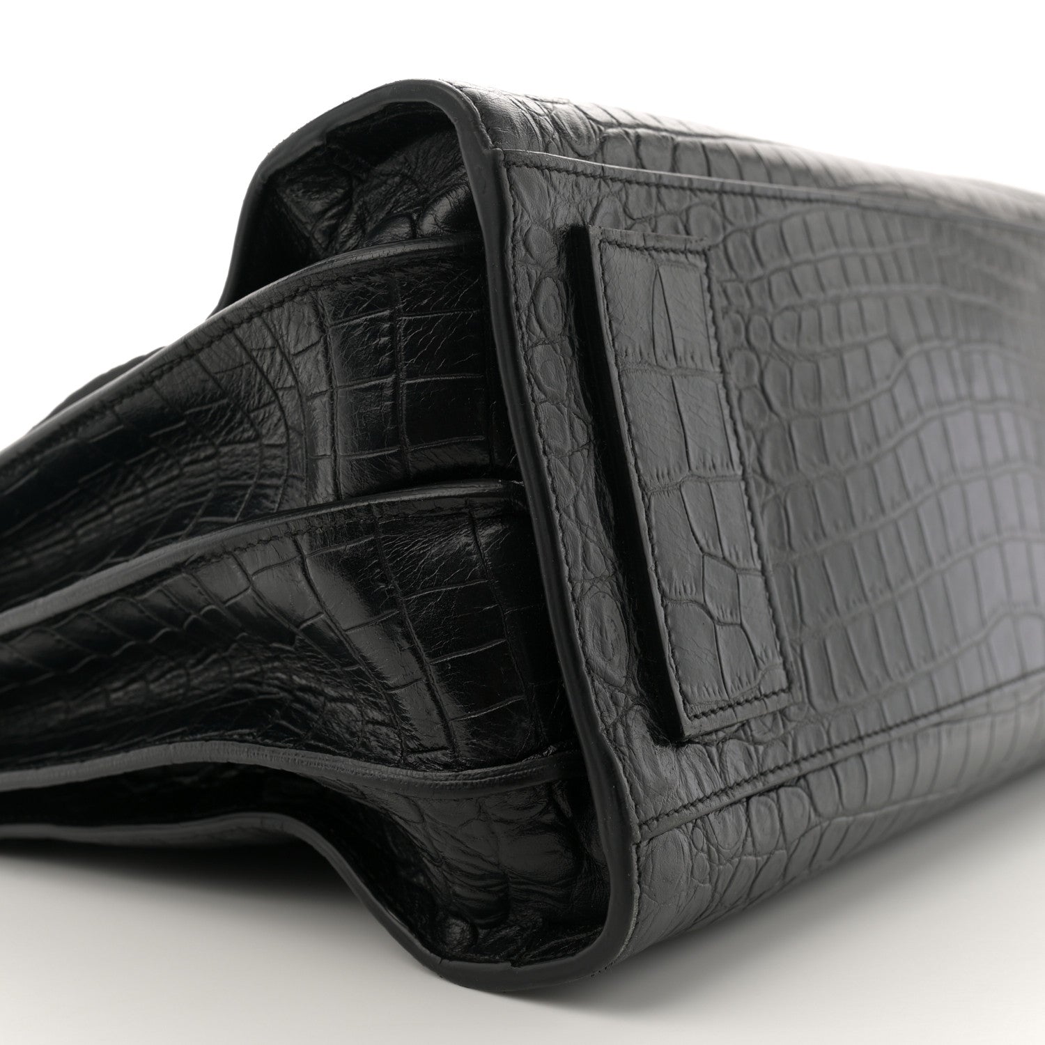 Saint Laurent Calfskin Crocodile Embossed Large Souple Sac De Jour Black 9 of 13