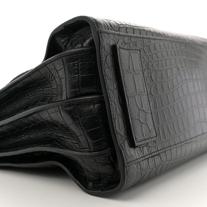 Saint Laurent Calfskin Crocodile Embossed Large Souple Sac De Jour Black 9 of 13