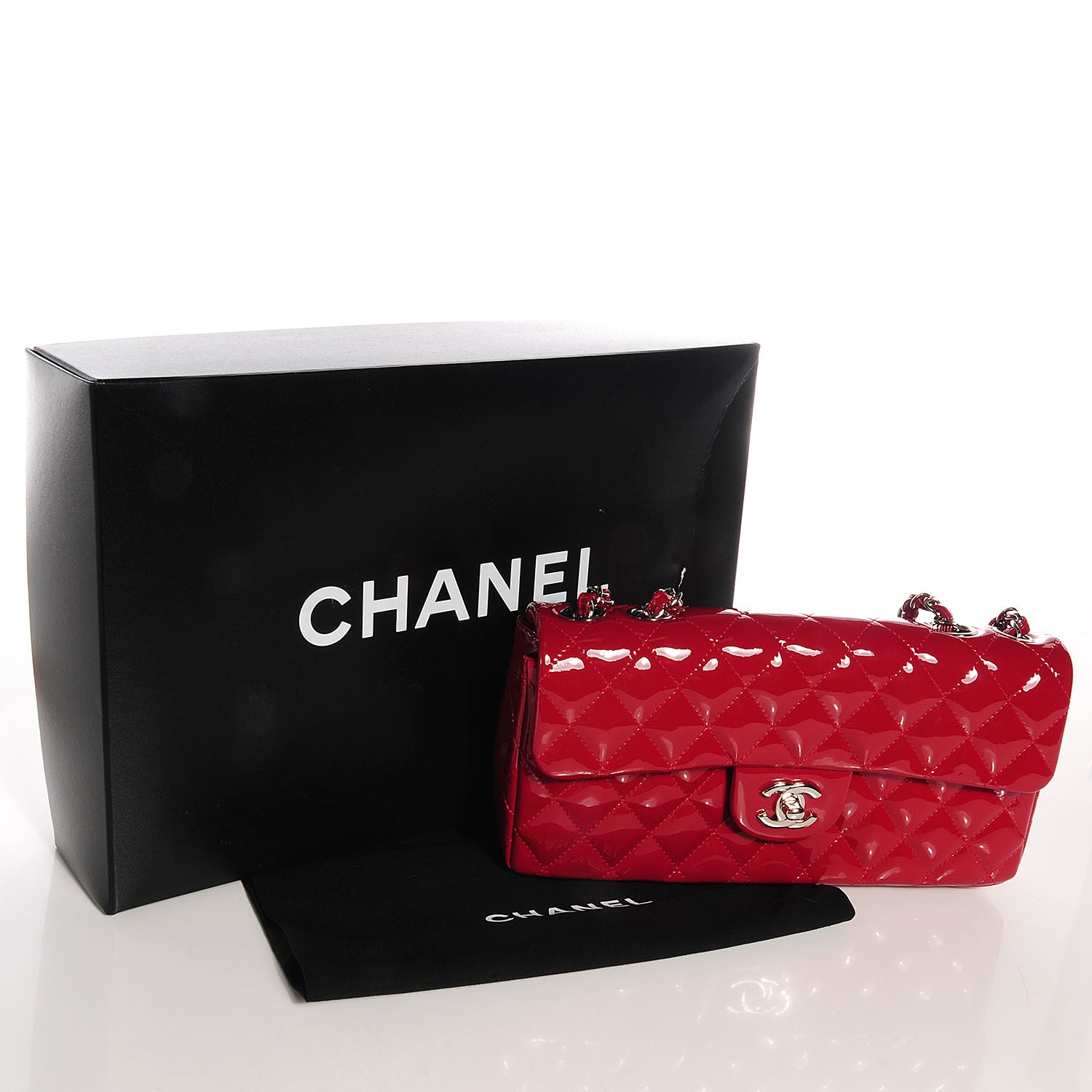 Chanel Patent Quilted East West Flap Red 5 of 9