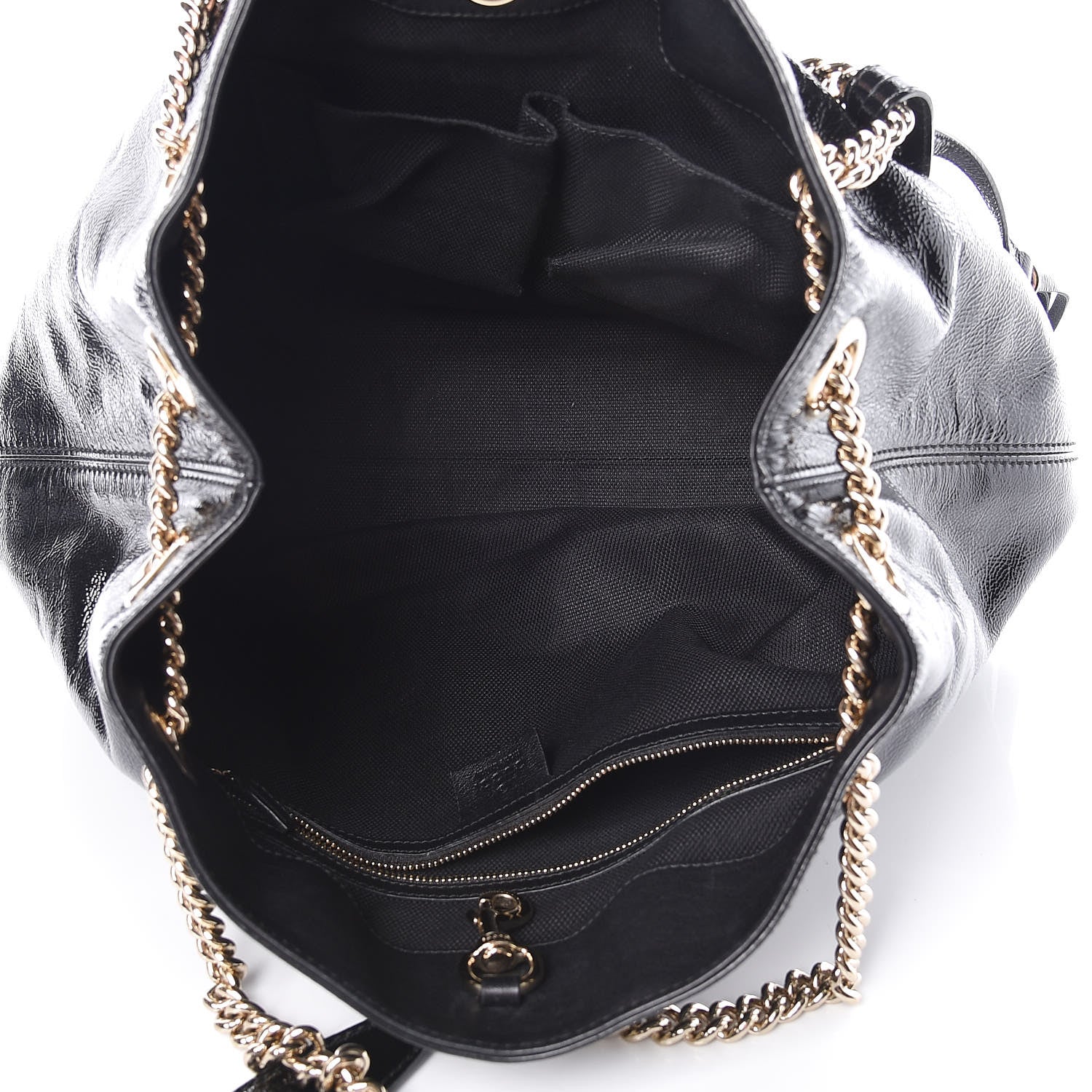 Gucci Patent Medium Soho Chain Shoulder Bag Black 5 of 9