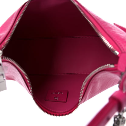 Givenchy Tumbled Calfskin Small Moon Cut Out Shoulder Bag Neon Pink 5 of 9