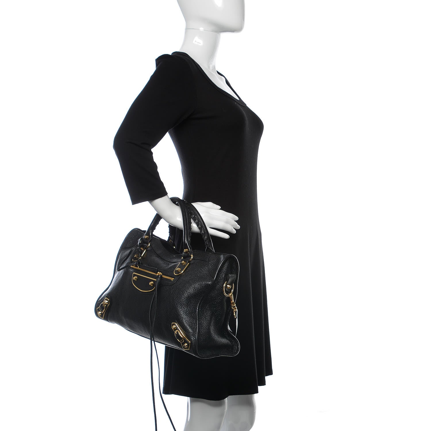 Balenciaga Chevre Gold Metallic Edge Hardware City Black 3 of 10