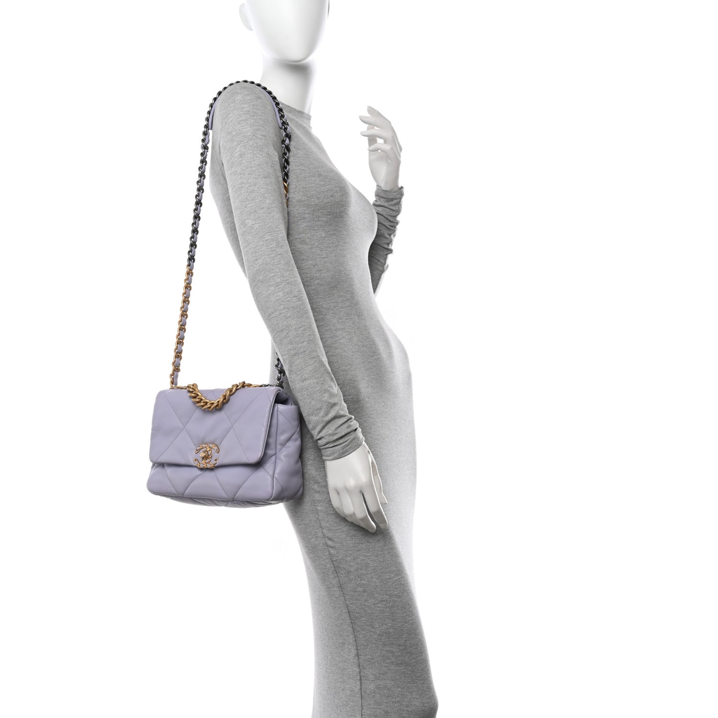 Lambskin Quilted Medium Chanel 19 Flap Light Purple