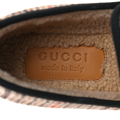 Gucci Wool Tweed Plaid Houndstooth Mens Fria Horsebit Loafers 8 Mahogany Black 7 of 8