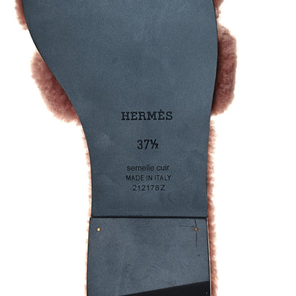 Hermes Woolskin Oran Sandals 37.5 Rose Aube 5 of 5