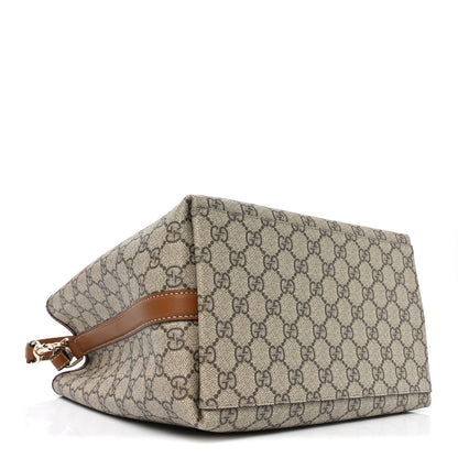 Gucci GG Supreme Monogram Medium Emblem Bucket Bag Beige Brown 4 of 9