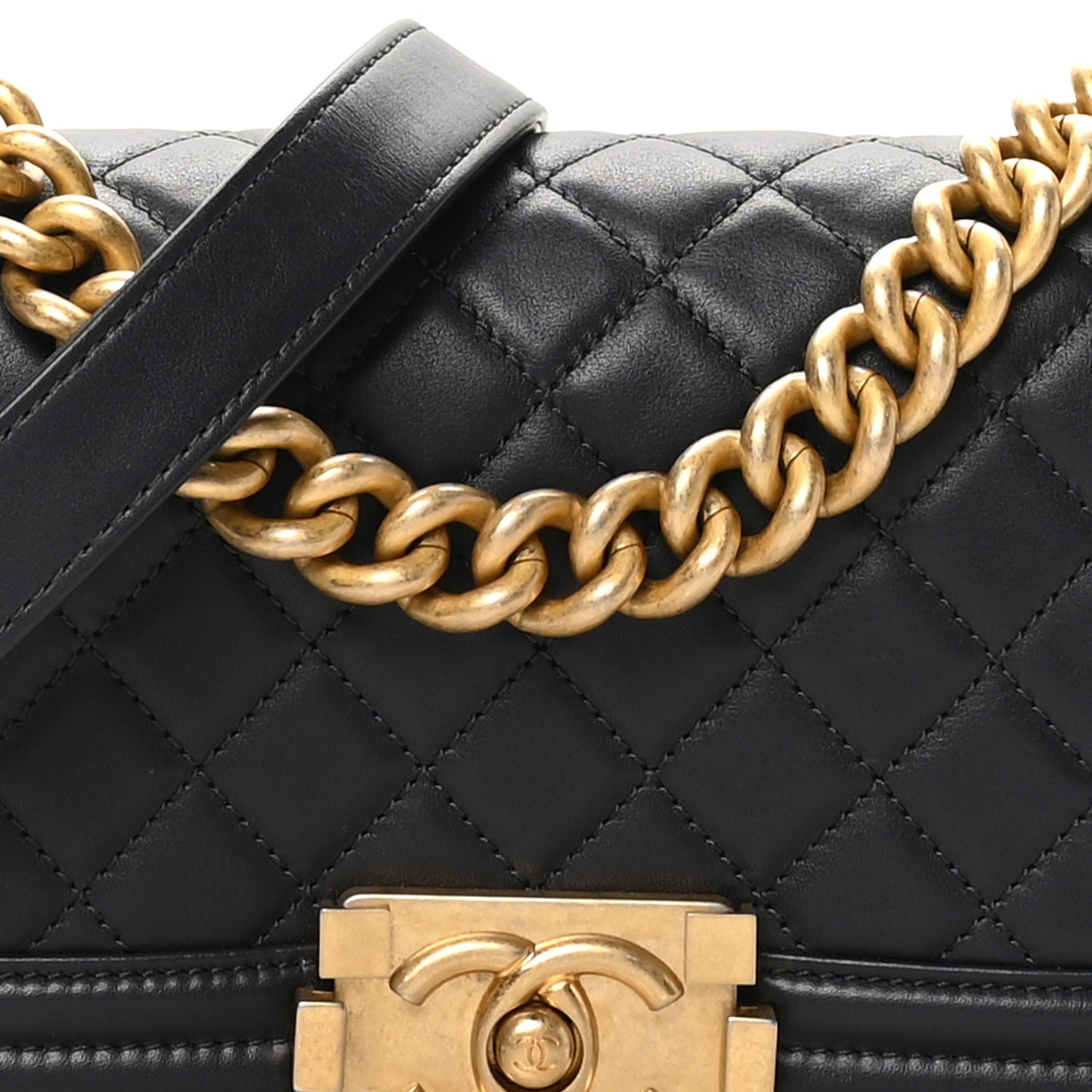 Calfskin Quilted Small Boy Flap Dark Grey