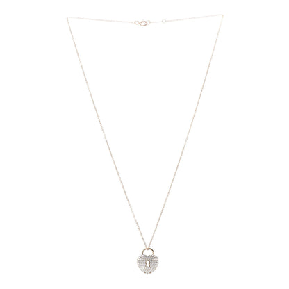 Tiffany 18K Yellow Gold Diamond Heart Lock Pendant Necklace 3 of 7