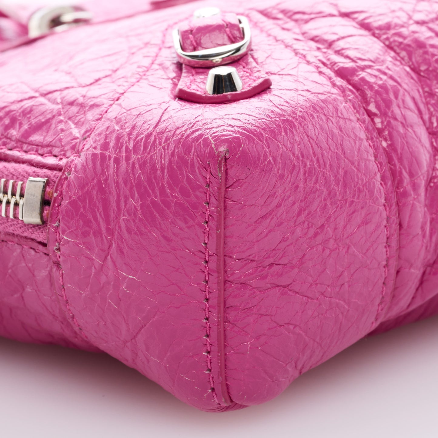 Agneau Arena Classic Silver Hardware XS Reporter Crossbody Rose Flamingo