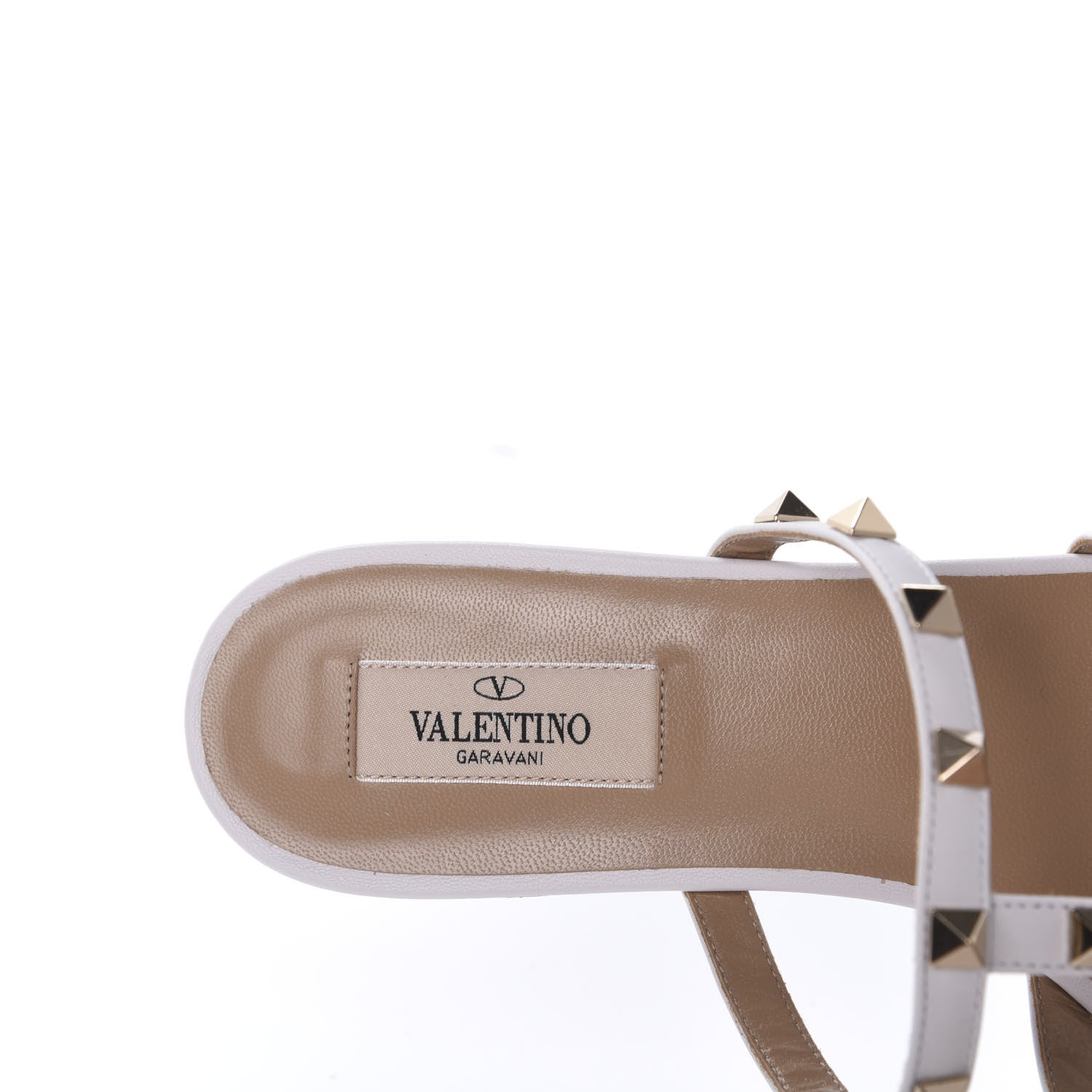 Valentino Garavani Calfskin Rockstud Caged Flat Slide Sandals 39.5 White 7 of 9