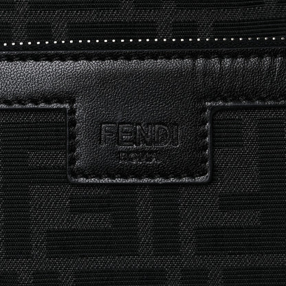 Fendi Recycled Fabric Jacquard Vitello Astro FF 1974 One-Shoulder Travel Backpack Asfalto Black 10 of 11