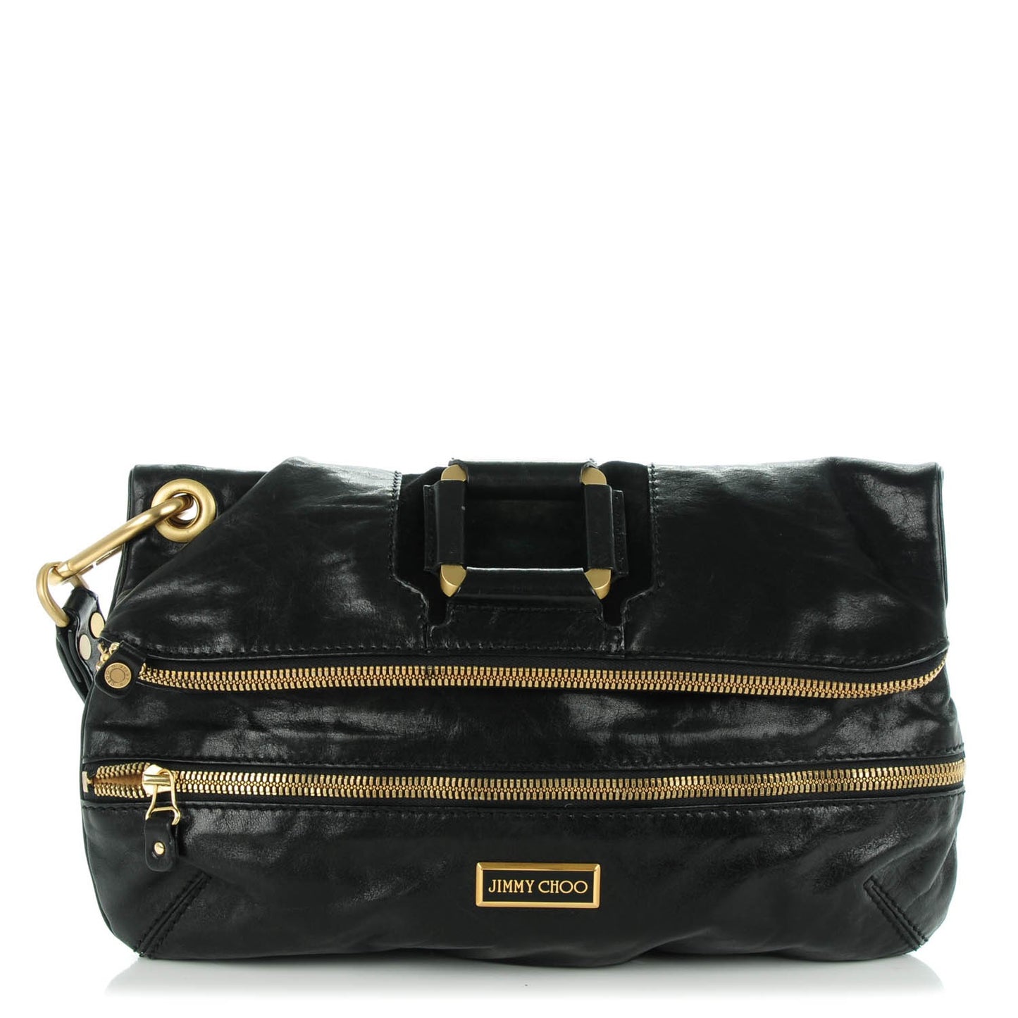 Calfskin Marin Foldover Clutch Black
